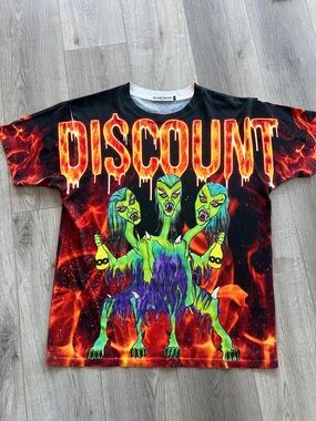 Discount Graphic Flame Monster Short Sleeve Tee - Black/Red